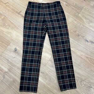 Uniqlo Academia Tartan plaid pull on straight leg ankle trouser pant Size M